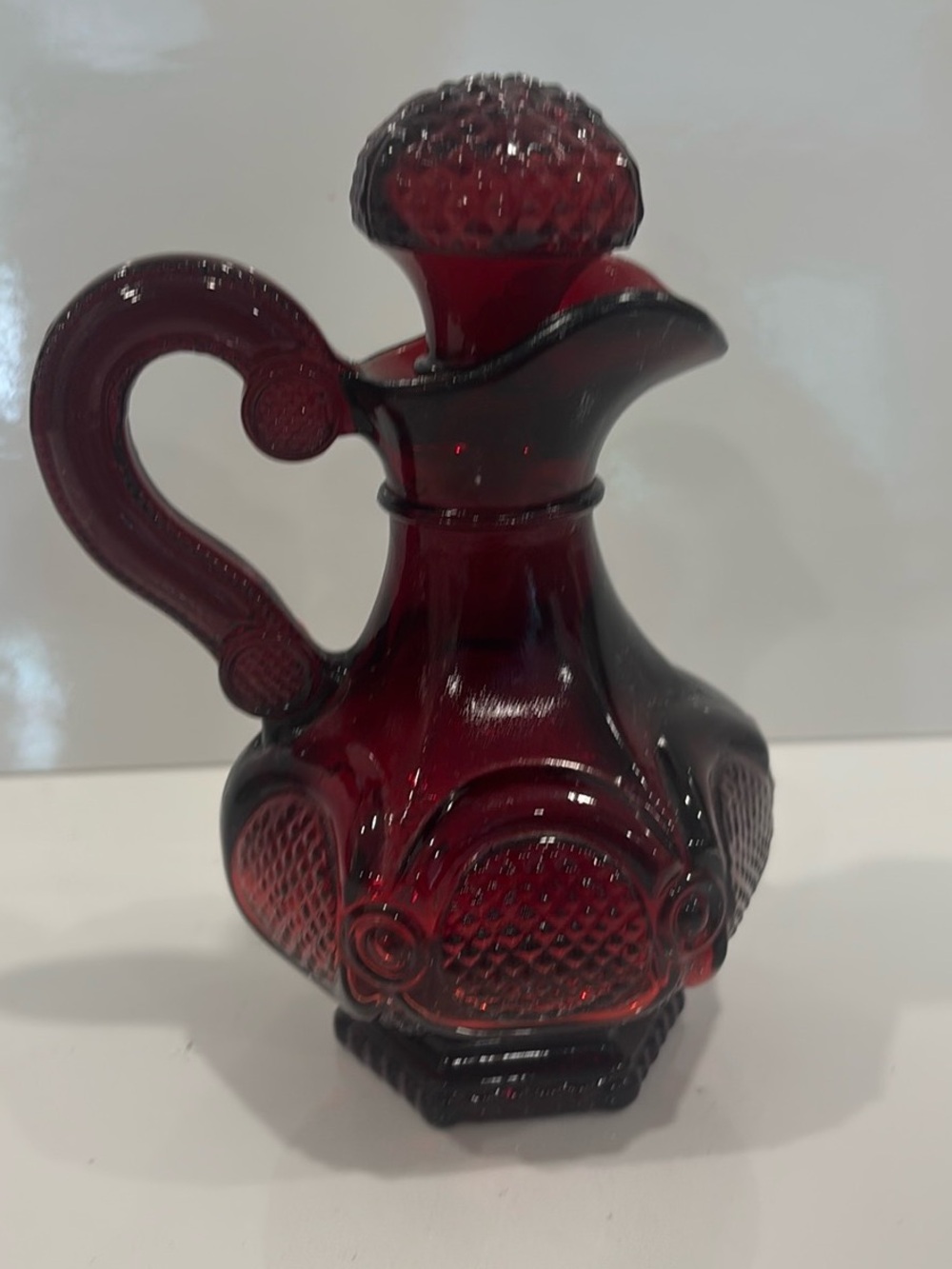 Vintage Avon Cape Cod Ruby Red Glass Cruet Decanter with Original Stopper